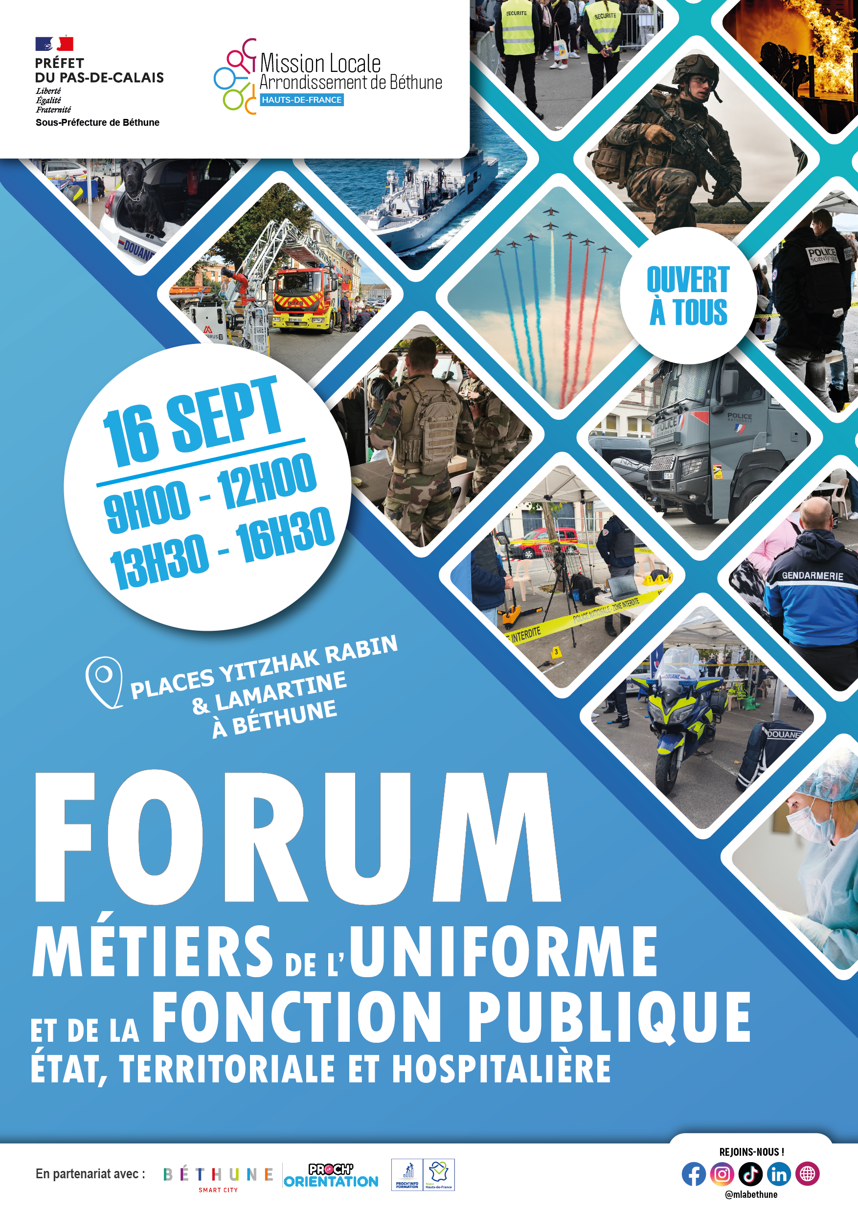 AFFICHE FORUM UNIFORME 2026 - PARTENAIRES BETHUNE PROCH ORIENTATION PRIF Forum uniforme 2026 Béthune